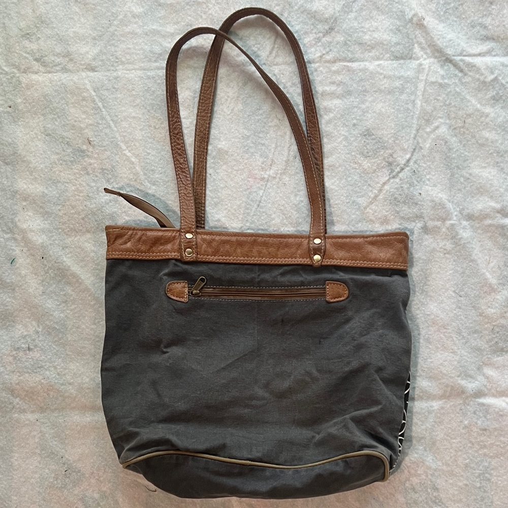 Myra Bag Brown and Tan Canvas Bicycle Tote - Picture 2 of 6